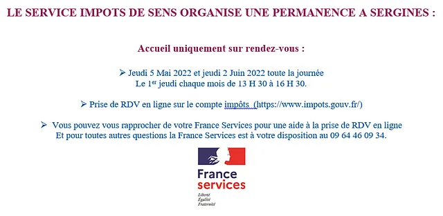 Pour vous aider à remplir votre déclaration d'impôts, une permanence est organisée à Sergines: